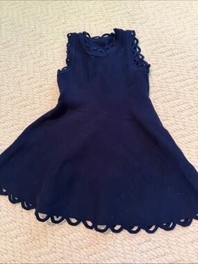 Milly Navy Scalloped Sleeveless Knit Dress